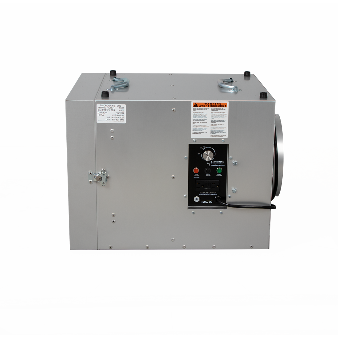 Depurador de aire portátil HEPA-AIRE® PAS750 de Abatement Technologies - 750 CFM