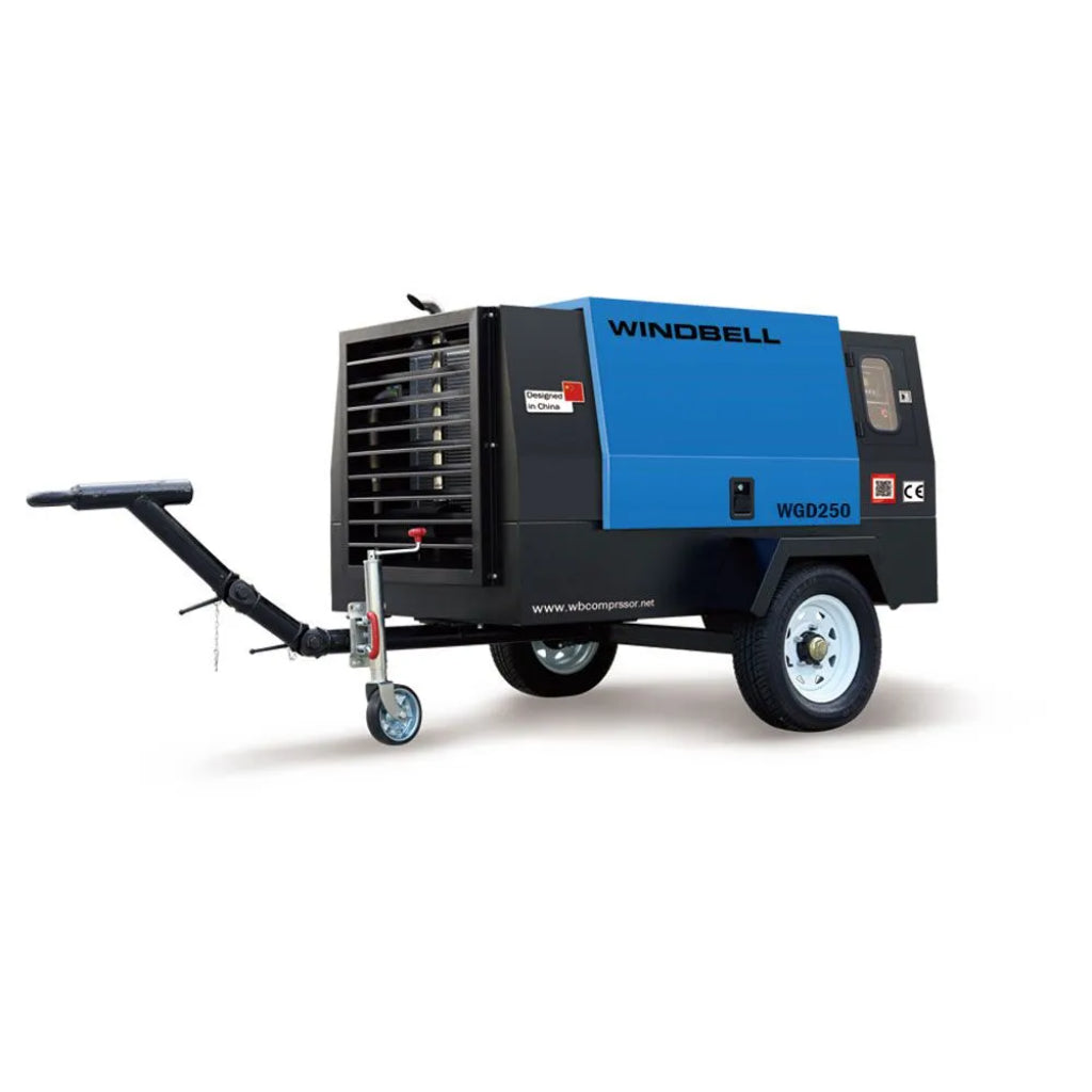Windbell WGD250 250 CFM 80 HP Trailer Air Compressor