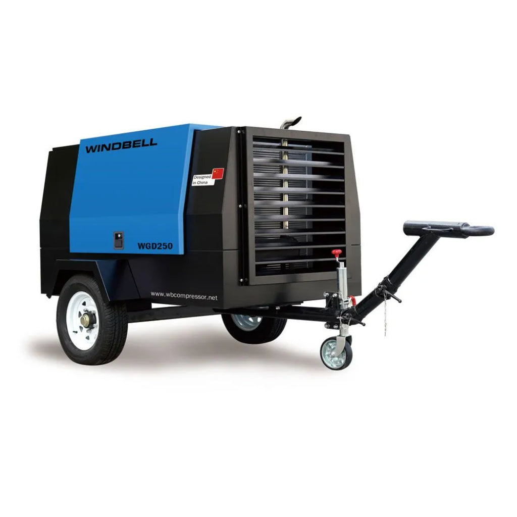 Windbell WGD250 250 CFM 80 HP Trailer Air Compressor