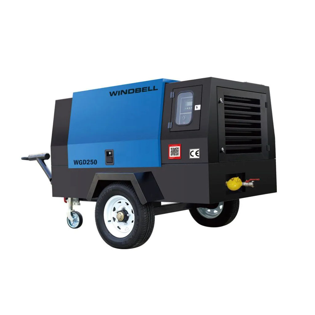 Windbell WGD250 250 CFM 80 HP Trailer Air Compressor