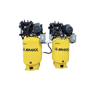 EMAX E450 Series Two Vertical Solo Mounted Alternating Smart Air Compressors 7-15HP 80-120gal 1-3 phase - ESP07A080V1, ESP07A080V3, ESP10A080V1, ESP10A080V3, ESP10A120V1, ESP10A120V3, ESP15A120Y3
