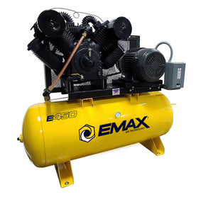 EMAX E450 Series – 20 HP Piston Air Compressor, 3 Phase, 120 Gallon, Horizontal, Emax Industrial Plus-EP20H120V3