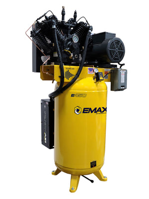 EMAX E450 Series – 10 HP Piston Air Compressor, 80 Gallon, 3 Phase,2 Stage Pressure Lubricated, Silent Air System-ESP10V080V3