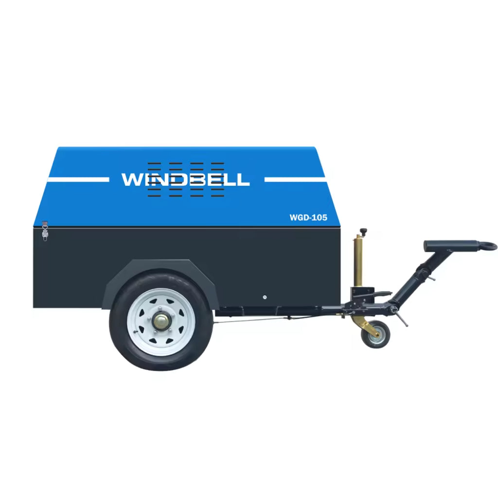 Windbell WGD100 105 CFM 30 HP Trailer Air Compressor