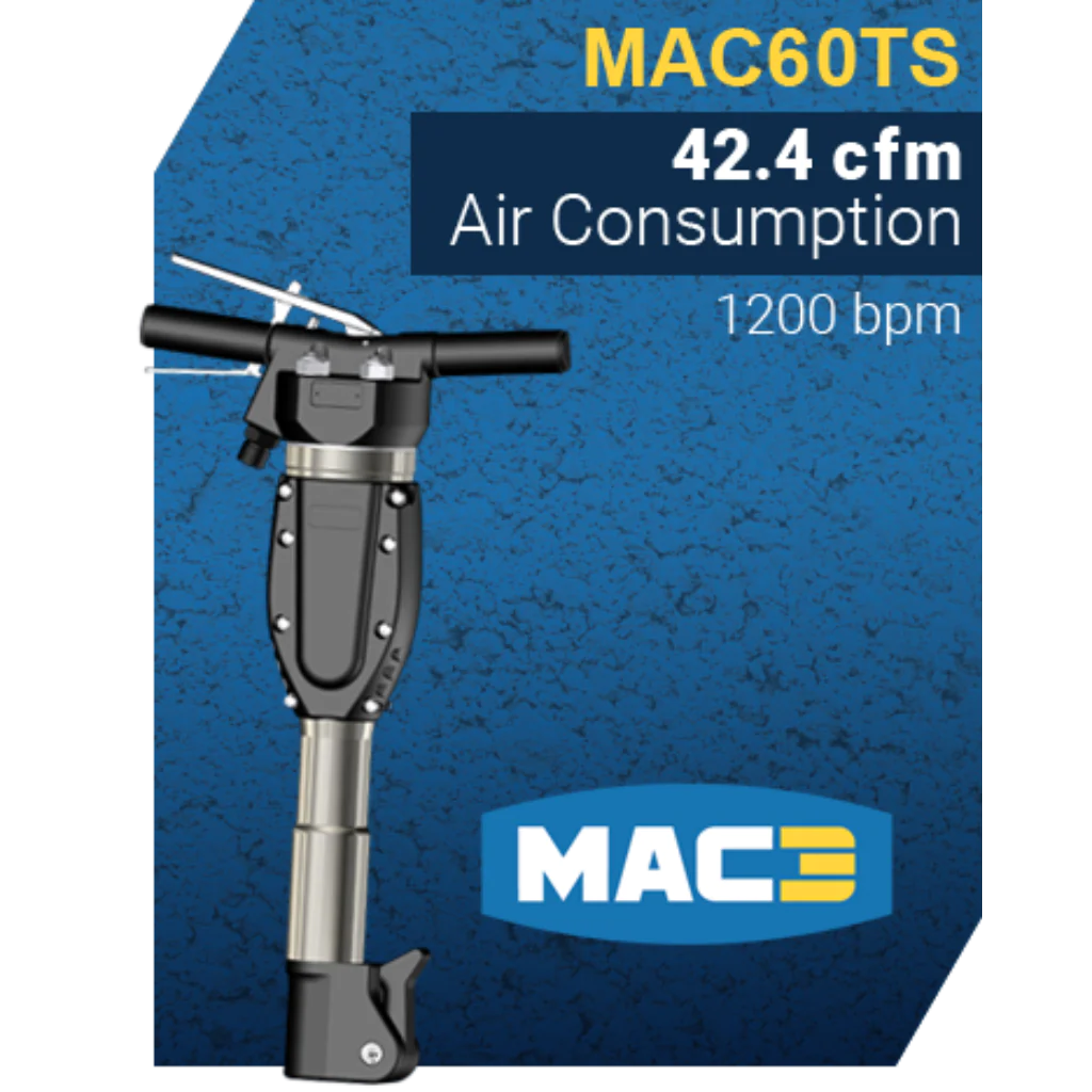 MAC3 MAC 60TS Rompedor de pavimentación neumático, hexagonal de 1,25&quot;