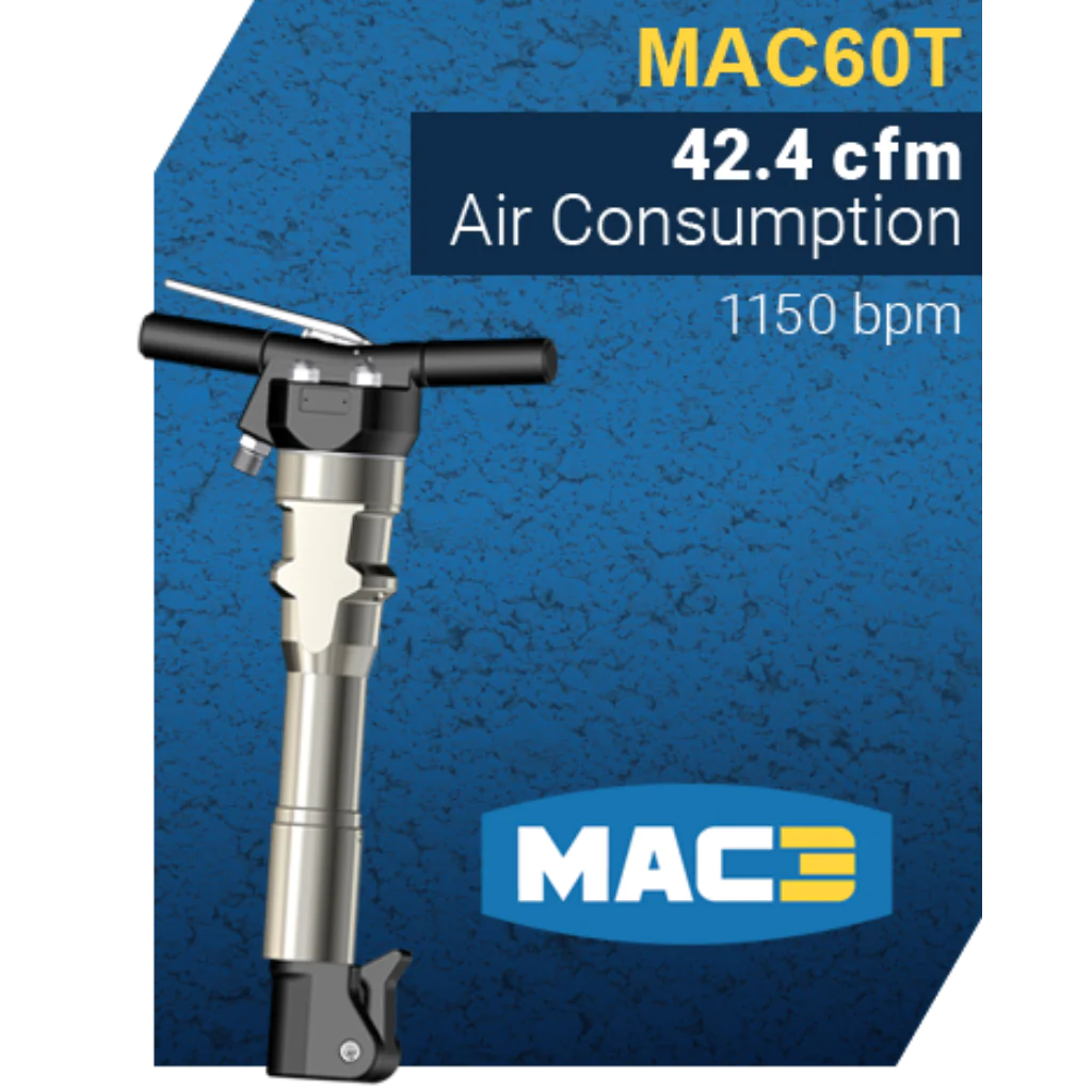 MAC3 MAC 60T Rompedor de pavimento neumático 1.125&quot; con silenciador reductor de ruido
