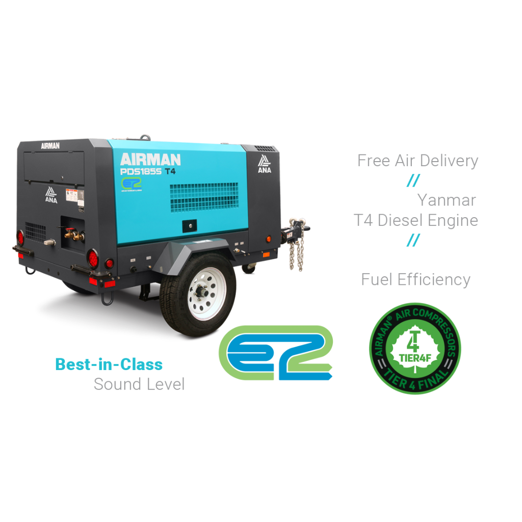 Airman PD185S Trailer Tow Behind Diesel Air Compressor 185 CFM 100psi